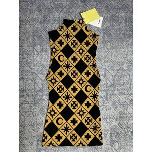 Nanushka Annyka Pronted Mesh Jersey Fitted Turtleneck Sleeveless Top